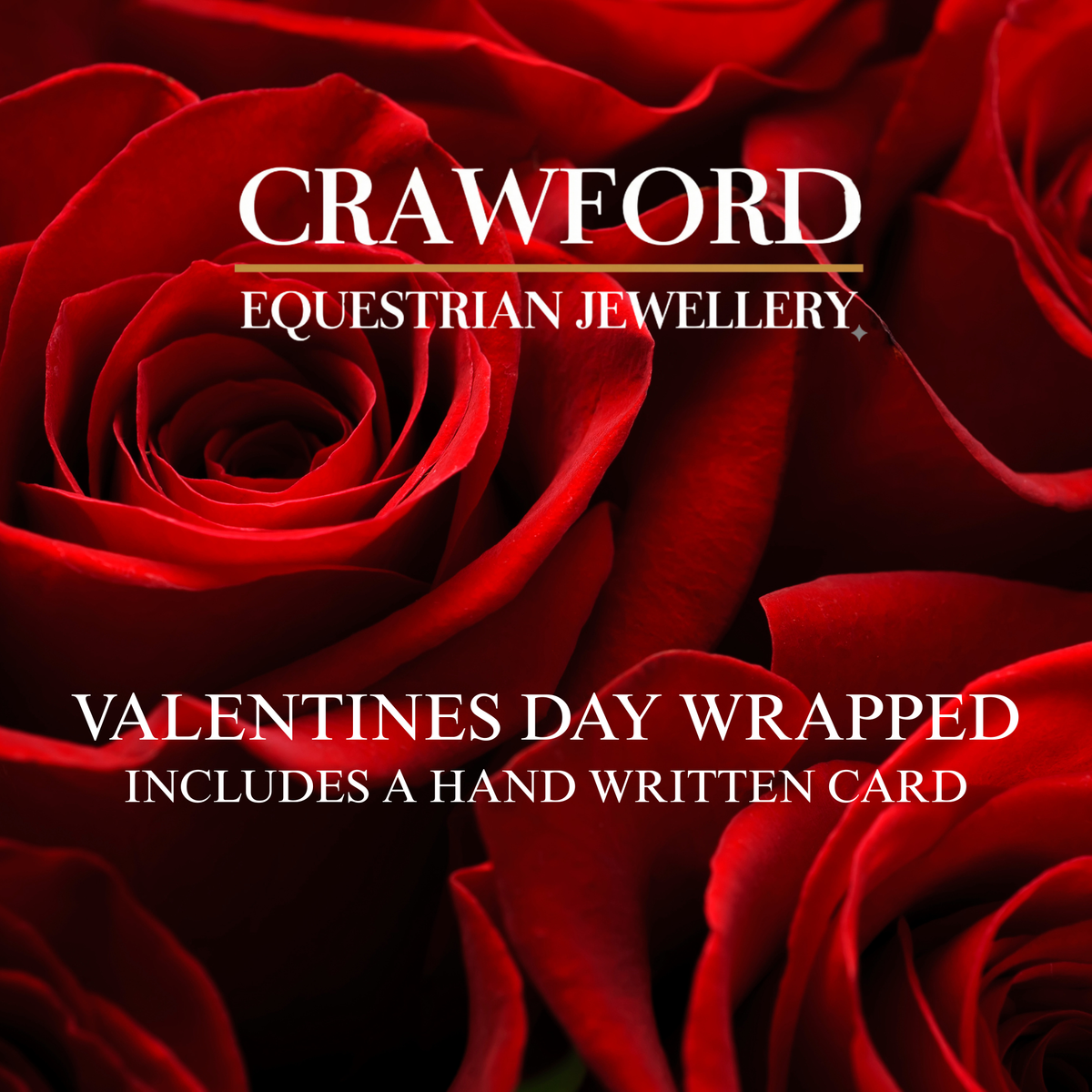 Valentine's Day Gift Wrapping featuring vivid red roses and white text announcing a handwritten card